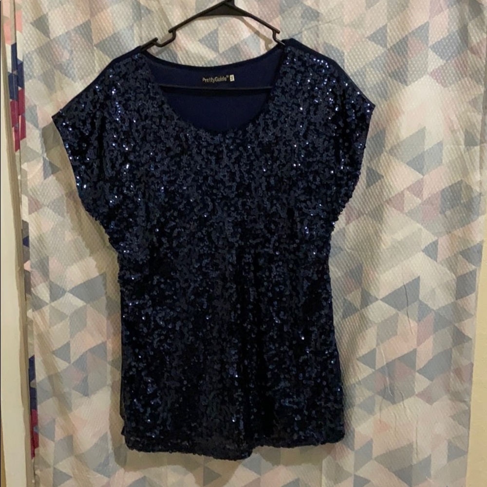 Blue sequin top